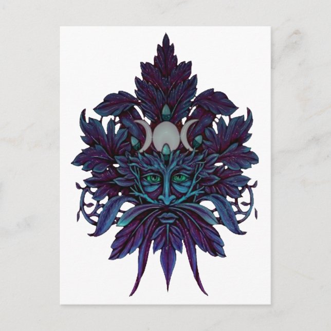 Pagan Green Man Triple Moon Wiccan God Postcard (Front)