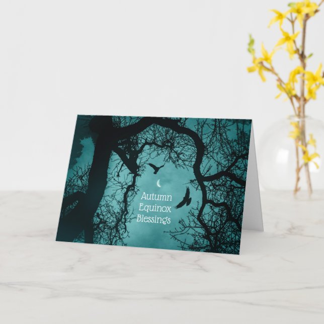 Pagan Holiday Autumn Equinox Mabon Blessings Card (Yellow Flower)