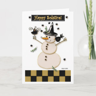 Pagan Prim Snowman & Laughing Crows Holiday Card