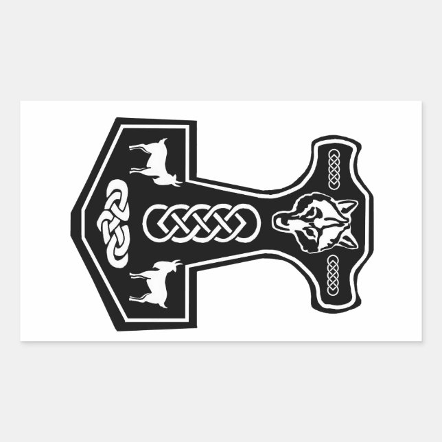Pagan Thor's Hammer with Wolf and Goats Sticker (Front)