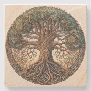 Pagan Tree of Life Stone Coaster