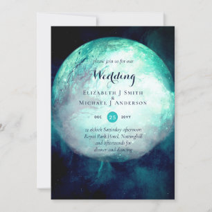 Pagan Turquoise Lune Gothique Mariage Invitation