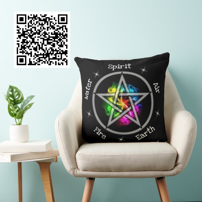 Pagan Wiccan Elemental Pentagram Throw Pillow (Creator Uploaded)
