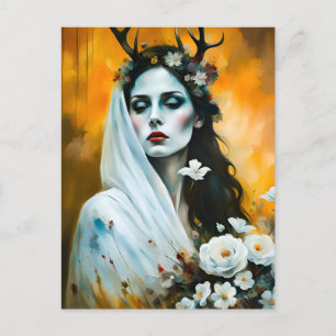 Pagan Woman Elen of the Ways As Bride Postcard