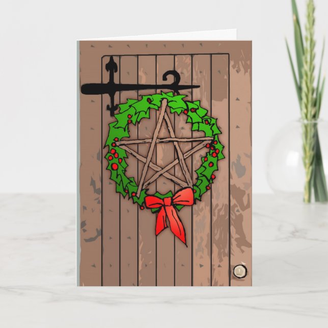 Pagan Wreath Holiday Greeting Card (Front)