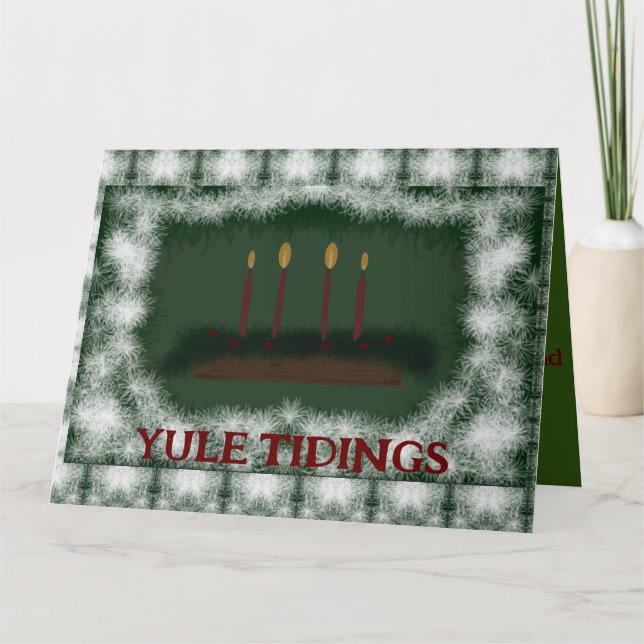 Pagan Yule Blessings with Candles Card (Front)