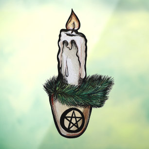 Pagan Yule Candle                          wicca w Window Cling