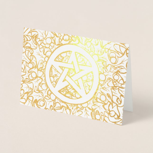 Pagan Yule Pentagram Foil Card (Front)
