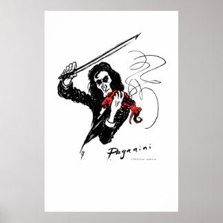 Paganini playing red violin poster