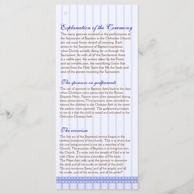 Page 2/5 Greek Orthodox Church Baptism Program (Front)