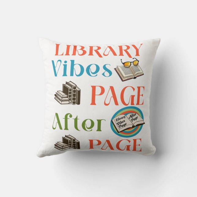 Page After Page Embrace the Library Vibes Throw Pillow (Back)