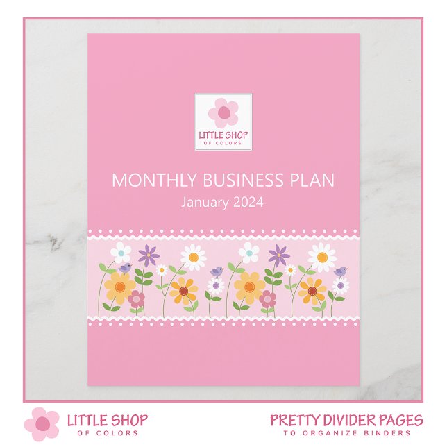 Page Classeur d'entreprise rose Floral Mois Divide (Créateur téléchargé)