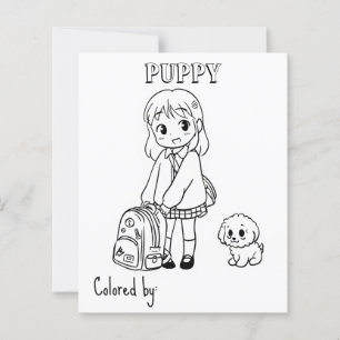 Page Color Me pour enfants   Chiot d'Anime