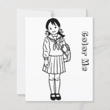 Page Color Me pour enfants | École Anime fille