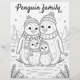 Page Color Me pour enfants   Famille Anime Penguin