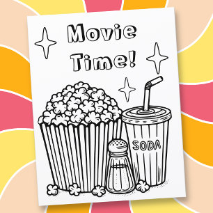 Page Couleur de l'heure du film   Popcorn, soda et