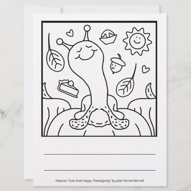 Page Couleur du Bon thanksgiving d'escargot (Devant)