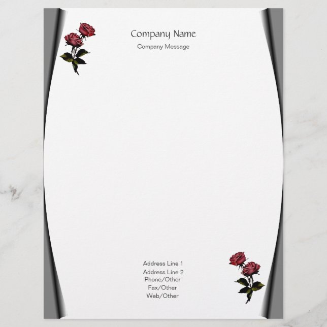 Page Curls Roses Stationery (Front)