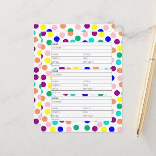 Page de carnet d'adresses à points colorés