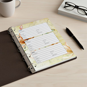 Page de carnet d'adresses fleurs roses et libellul