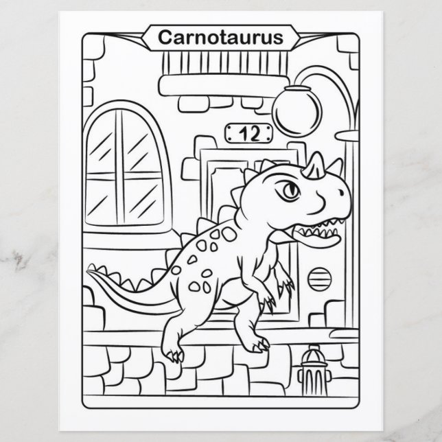 Page de coloration de dinosaures - Carnotaurus (Devant)
