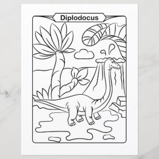 Page de coloration de dinosaures - Diplodocus
