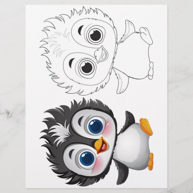 Page de coloration de pingouin adorable (Devant)