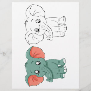 Page de coloration d'éléphant mignon