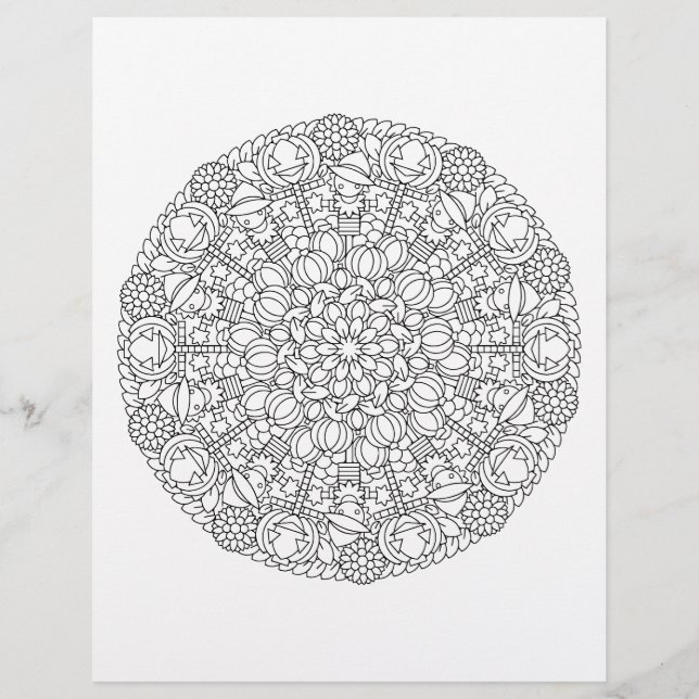 Page de coloration Mandala Halloween & Automne (Devant)