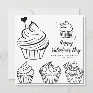Page de coloriage Cupcake Carte fille Saint Valent