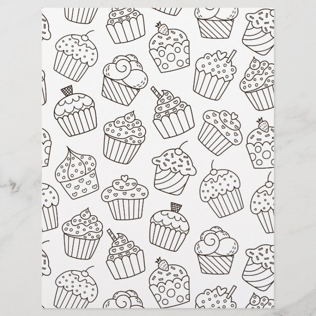 Page de coloriage Cupcake Party papier (Devant)