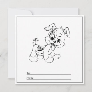 Page de coloriage de chien Carte de garçon Joyeux 