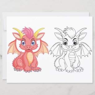 Page de coloriage de dragon de dessin animé mignon