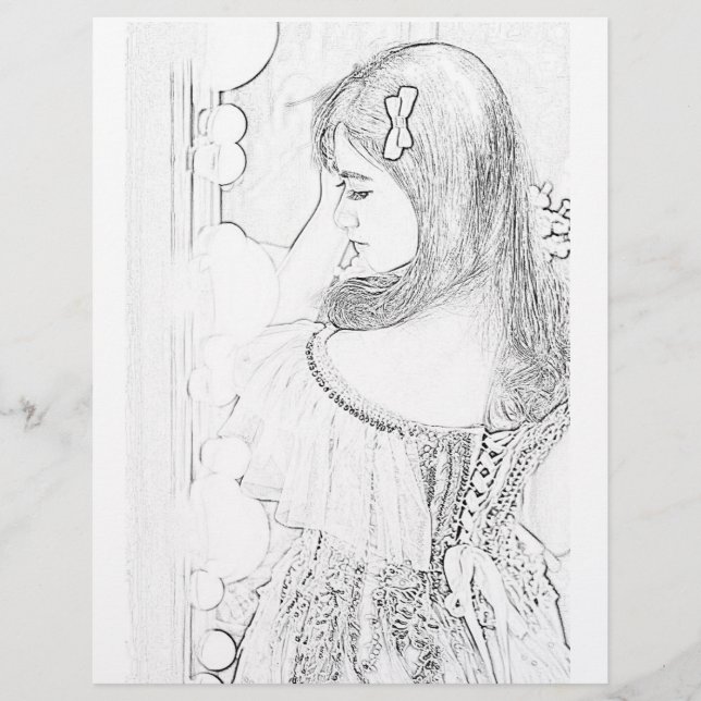 Page de coloriage de la mariée mignonne  (Devant)