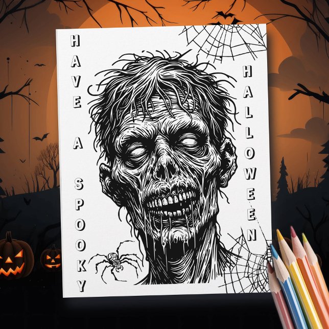 Page de coloriage de la zombie d'Halloween et de l (Créateur téléchargé)