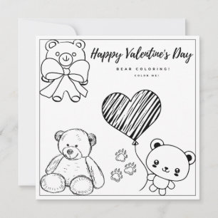 Page de coloriage de l'ours en peluche Carte fille