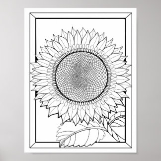 Page de coloriage de tournesol Poster d'art