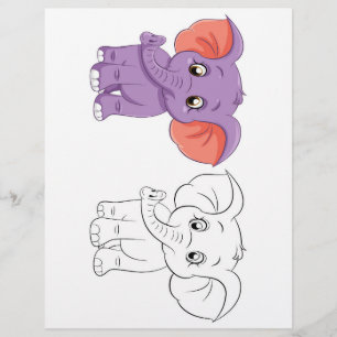 Page de coloriage d'éléphant de dessin mignon