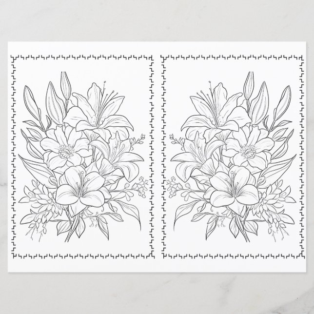 Page de coloriage facile florale élégante (Devant)