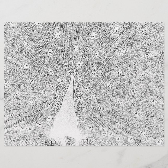 Page de coloriage - Peacock avec Queue (Devant)