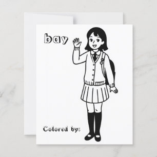 Page de coloriage pour enfants   Fille de l'école 