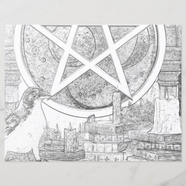 Page de coloriage Raven Magick Pagan Wicca (Devant)