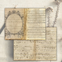 Page de journal vintage avec notes de musique et p