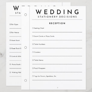 Page de papeterie de réception de mariage minimali