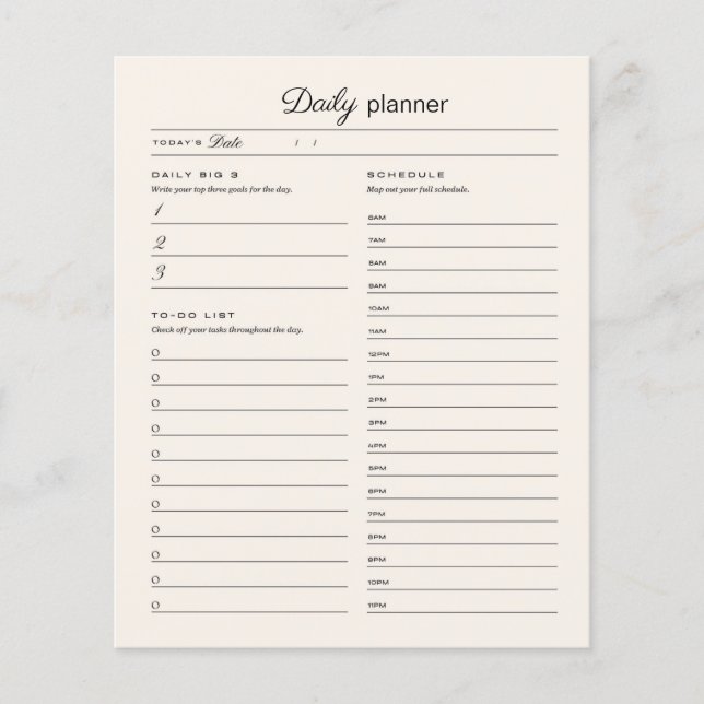 Page de planification quotidienne (Devant)