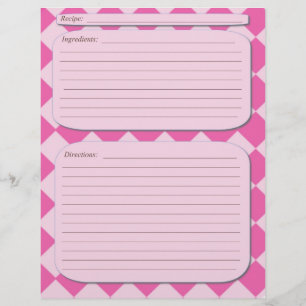 Page de recette à damiers rose