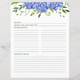Page de recette des Hortensias Bleus