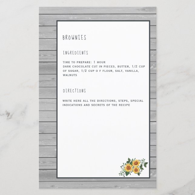 Page de recette livre de recettes mini organisateu (Devant)