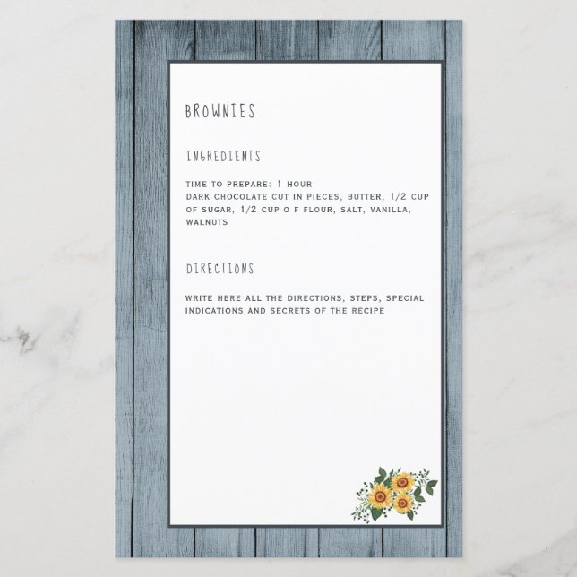 Page de recette livre de recettes mini organisateu (Devant)