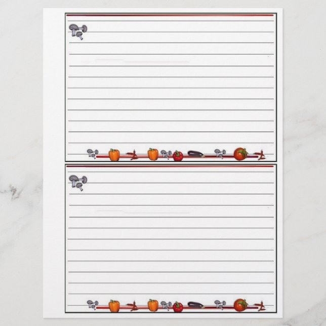 Page de recette pour Classeur de recette (Devant)